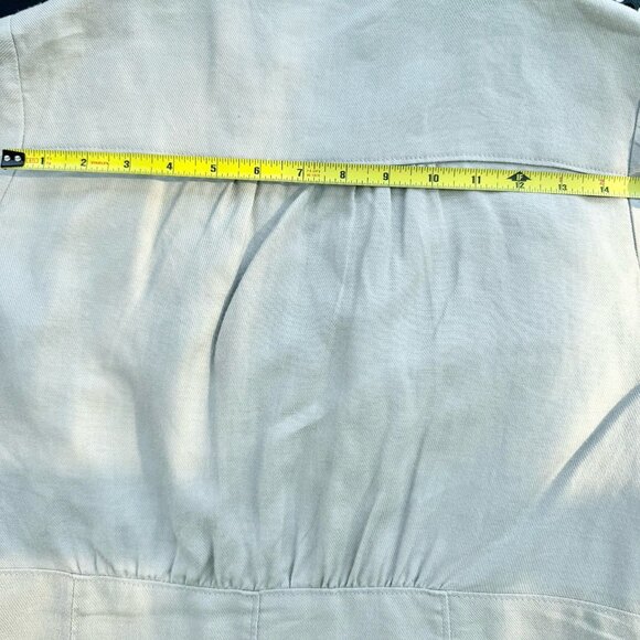 RW & CO Women’s Vintage Grey Jacket Short Sleeve Ruffled Collar 100% Ramie Large - Picture 12 of 15